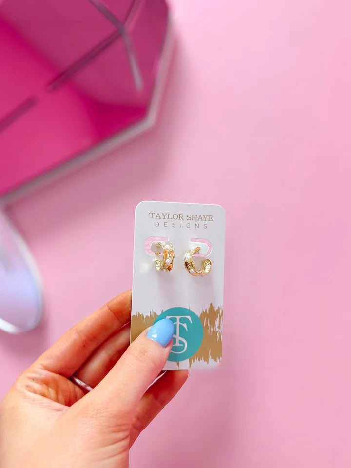 Aubrey Pearl Huggie Earrings