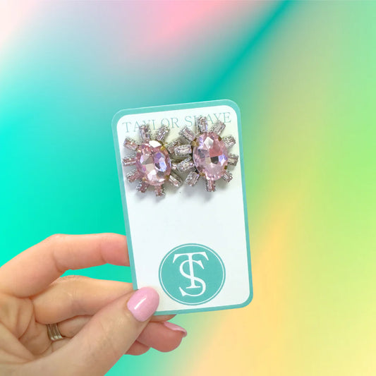 Crystal Oval Stud Earrings