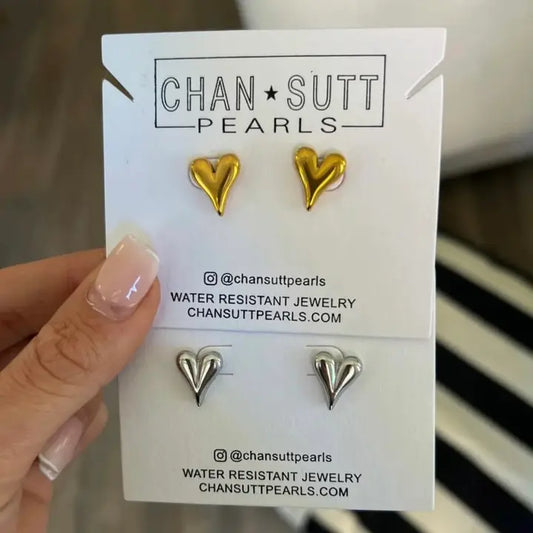 Silver Heart Studs